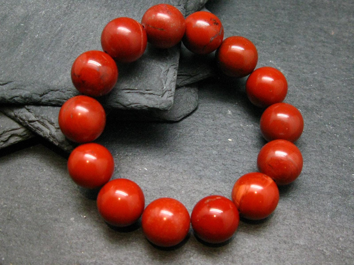 Red Jasper Genuine Bracelet ~ 7 Inches ~ 14mm Round Beads