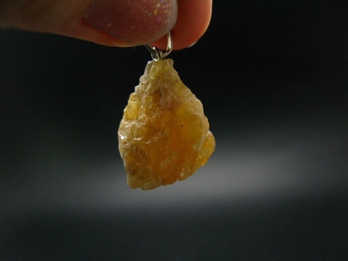 Heliodor (Yellow Beryl) Crystal Silver Pendant From Brazil - 1.1" - 5.38 Grams
