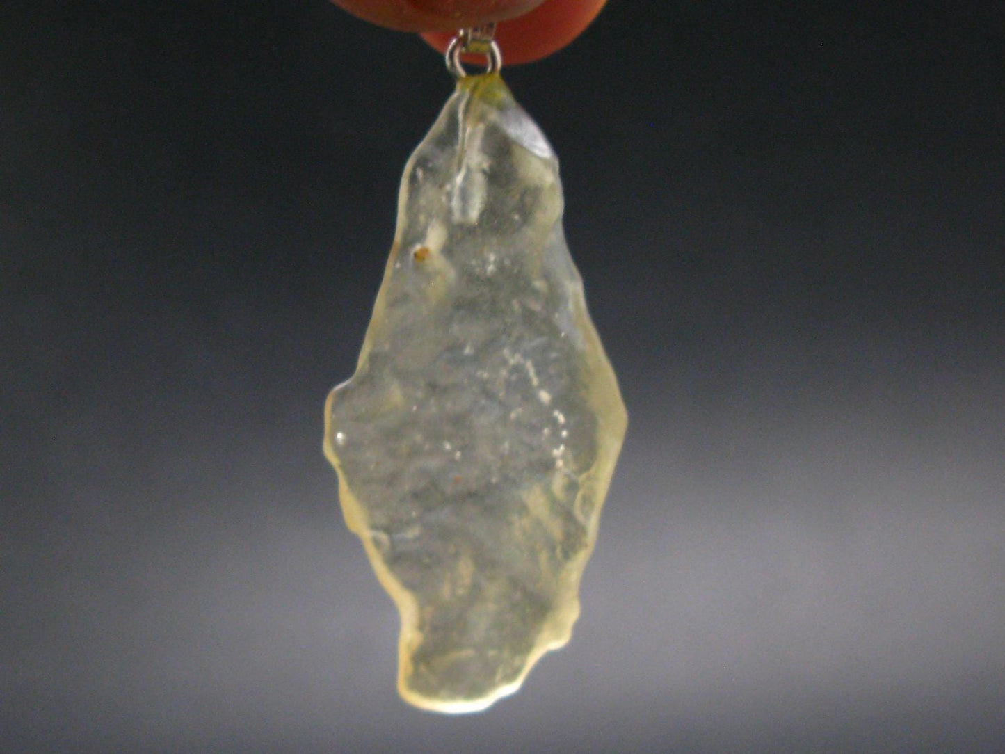 Gem Libyan Desert Glass Tektite Pendant Sterling Silver from Libya - 1.8" - 4.34 Grams