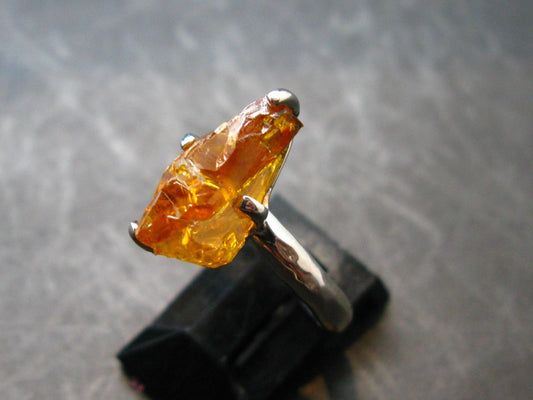 Fire Red Zincite Zinkite 925 Silver Ring from Poland - Size 7 - 4.61 Grams