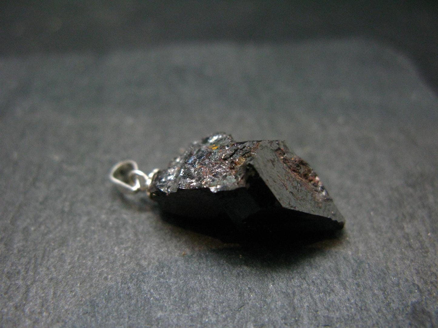 Natural Titanium Gem!! Rare Rutile Crystal Silver Pendant from Brazil - 1.1" - 3.98 Grams