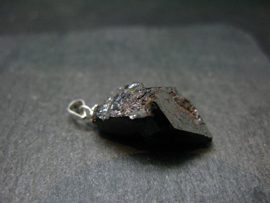 Natural Titanium Gem!! Rare Rutile Crystal Silver Pendant from Brazil - 1.1" - 3.98 Grams