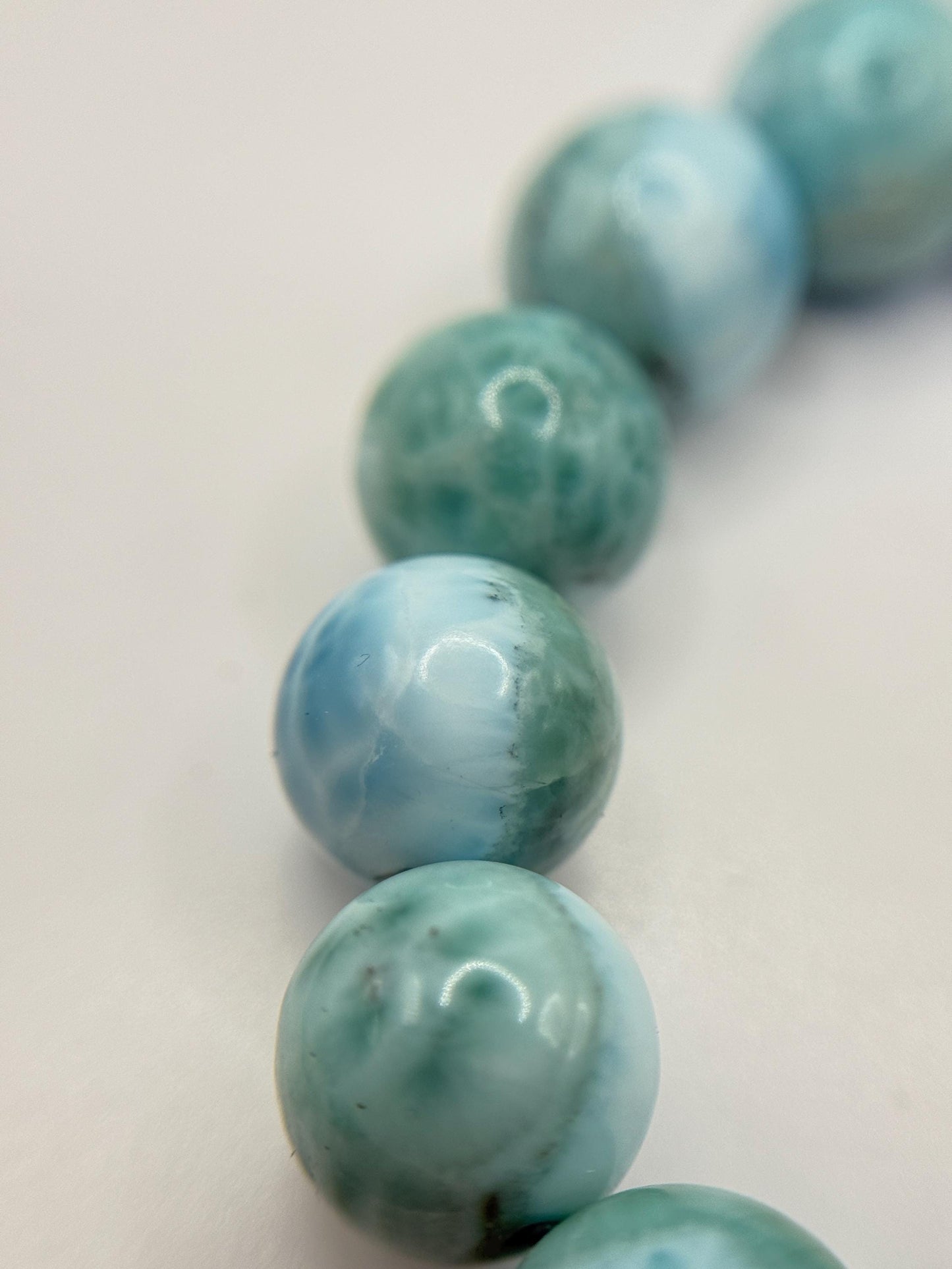 Natural Larimar Bracelet Blue Stone Beaded Bracelet Ocean Inspired Jewelry Gift