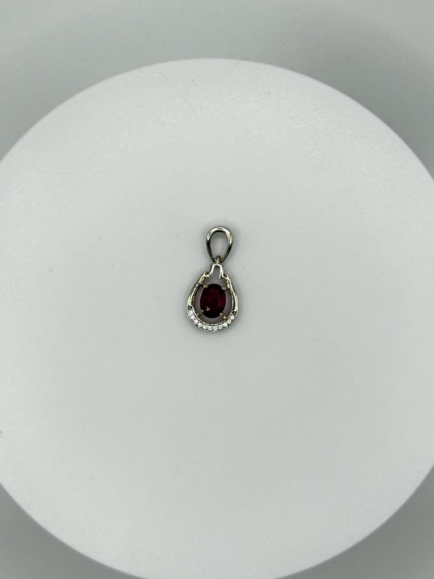 Ruby Teardrop Sterling Silver Pendant | July Birthstone