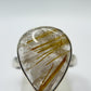 Golden Rutilated Quartz Ring – Pear Shape Rutile Crystal Statement Ring - Size 9
