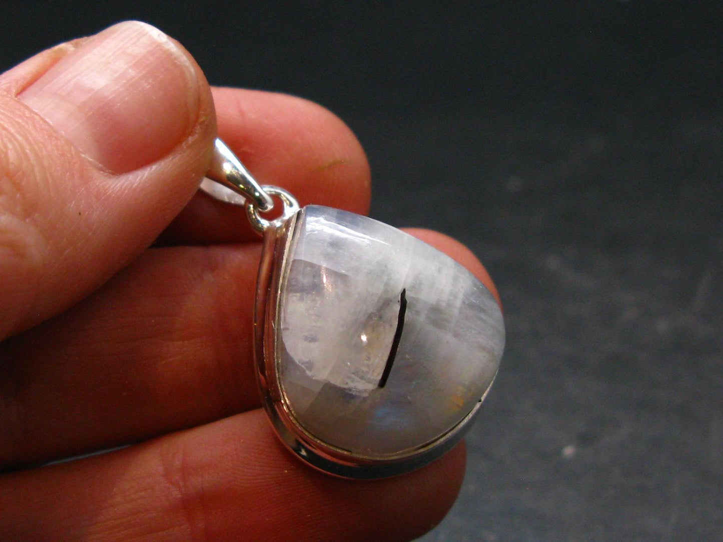 Natural Glow From Inside Moonstone Silver Plated Pendant - 1.2" - 7.0 Grams