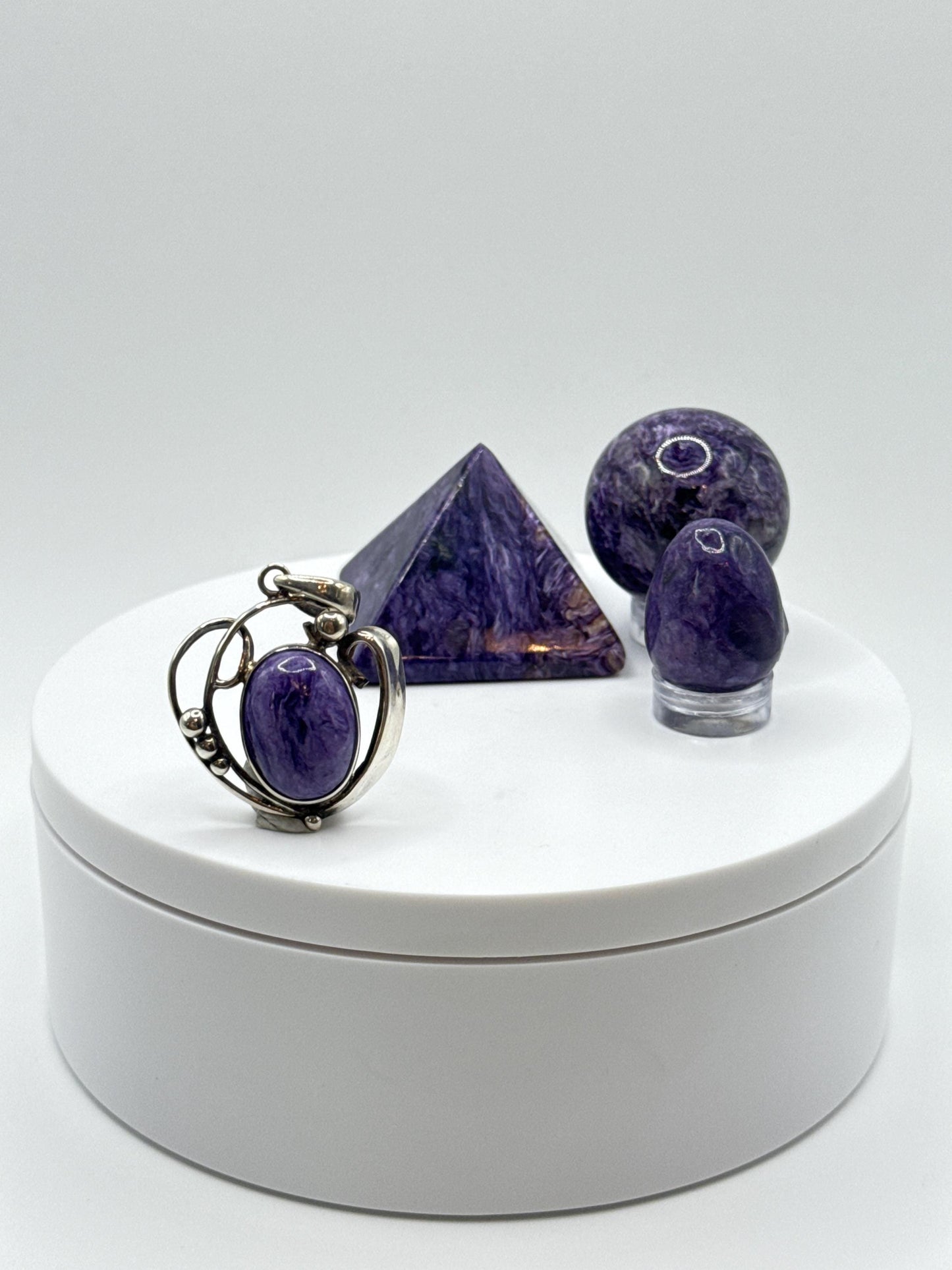 Charoite Sterling Silver Pendant – Oval Cabochon - 8.64 Grams