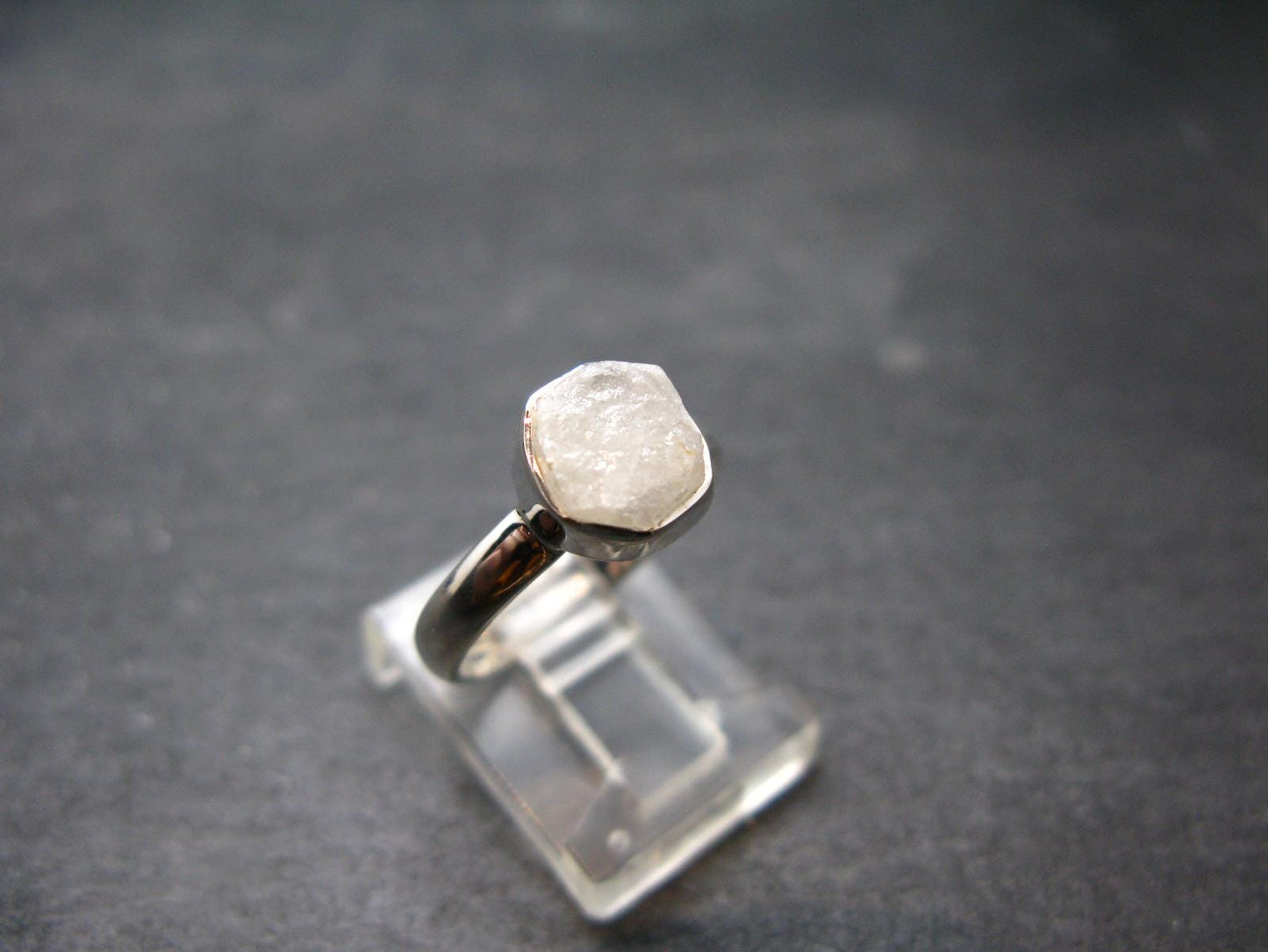 Very Rare White Cryolite 925 Silver Ring from Greenland - Size 6 - 2.0 Grams