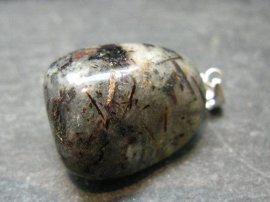 Tumbled Astrophylite Astrophyllite Silver Pendant From Russia - 1.2"