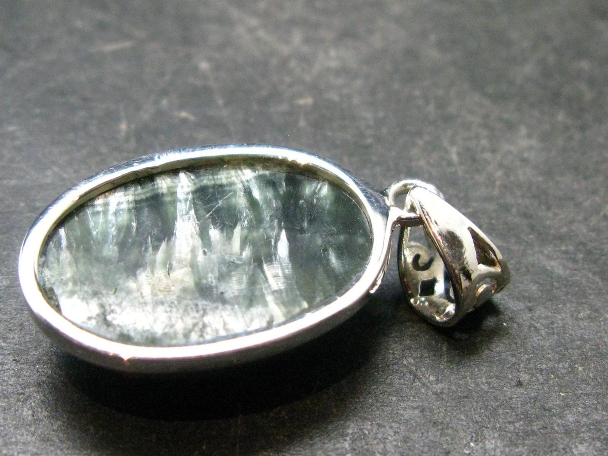 Seraphinite Clinochlore Silver Pendant From Russia - 1.3'' - 5.39 Grams