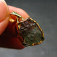 Moldavite Tektite Gold Plated Silver Pendant from Czech Republic - 0.8" - 1.60 Grams