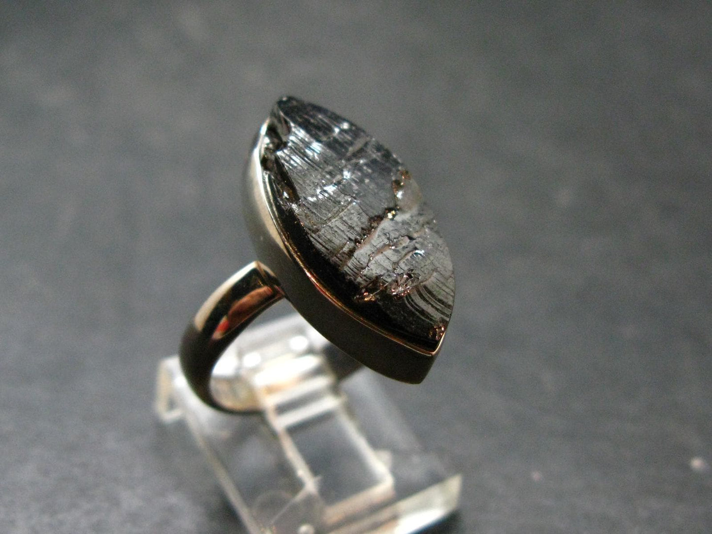 Unpolished Elite Shungite Silver Ring from Russia - Size 6 - 4.52 Grams