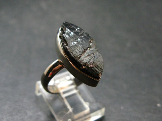 Unpolished Elite Shungite Silver Ring from Russia - Size 6 - 4.52 Grams