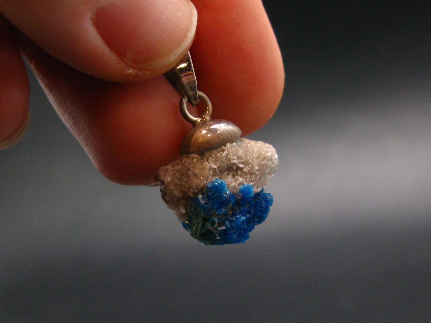 Cavansite Crystal Pendant In Sterling Silver From India - 1.0" - 1.57 Grams
