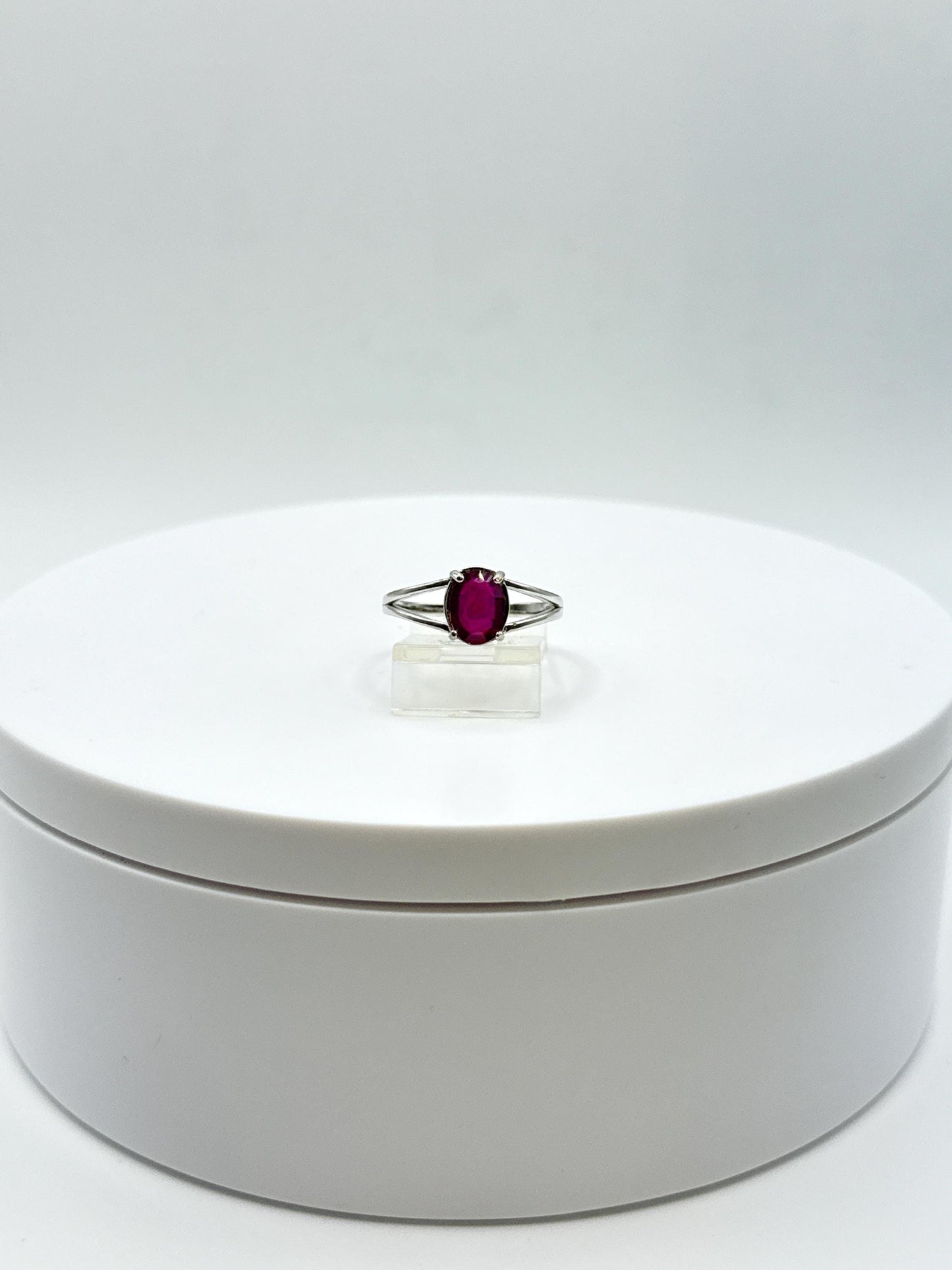 Ruby Solitaire Ring | Natural Ruby in Sterling Silver | July Birthstone Jewelry - Size 8