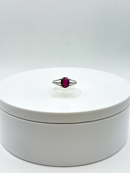 Ruby Solitaire Ring | Natural Ruby in Sterling Silver | July Birthstone Jewelry - Size 8