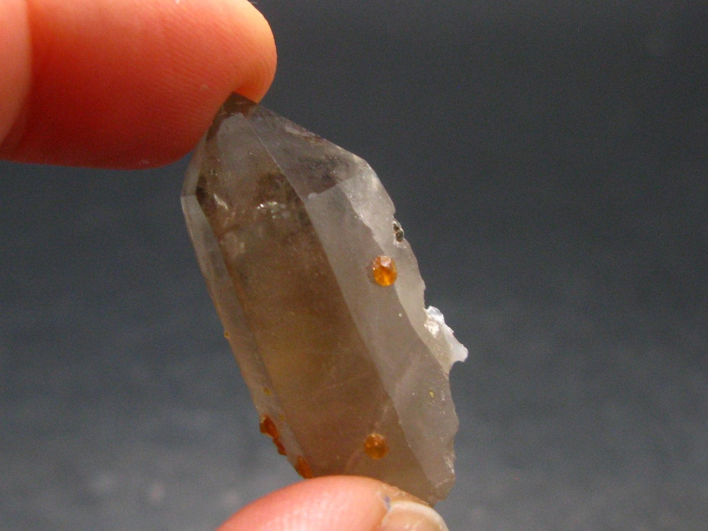 Spessartine Spessartite Garnet On Smoky Quartz Crystal From China - 1.3" - 8.43 Grams