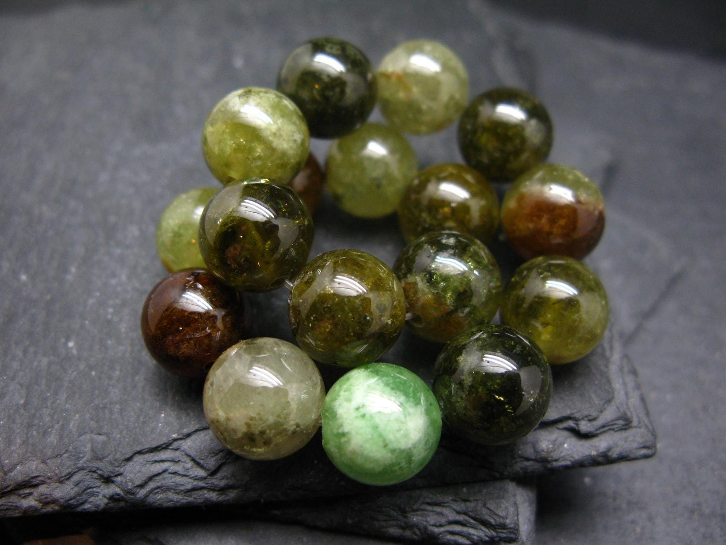 AAA Grade Grossular Green Garnet Genuine Bracelet ~ 7 Inches ~ 12mm Round Beads