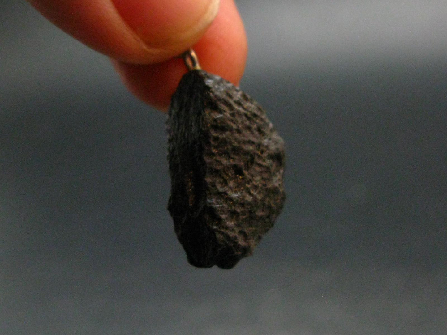 Tibetan Black Tektite Silver Pendant From Tibet - 1.3" - 6.05 Grams
