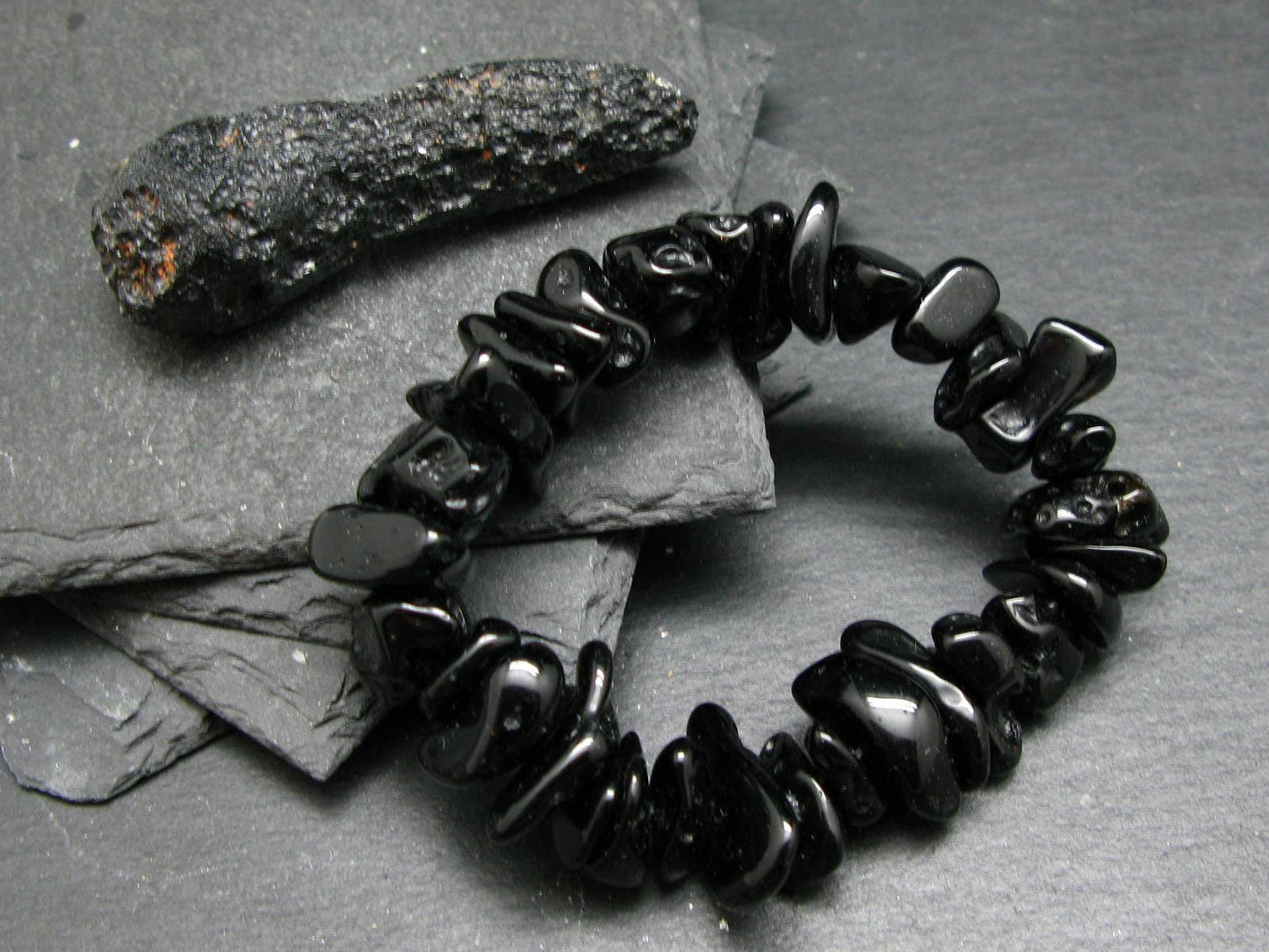 Tibetan Tektite Genuine Bracelet ~ 7 Inches ~ 18mm Tumbled Beads