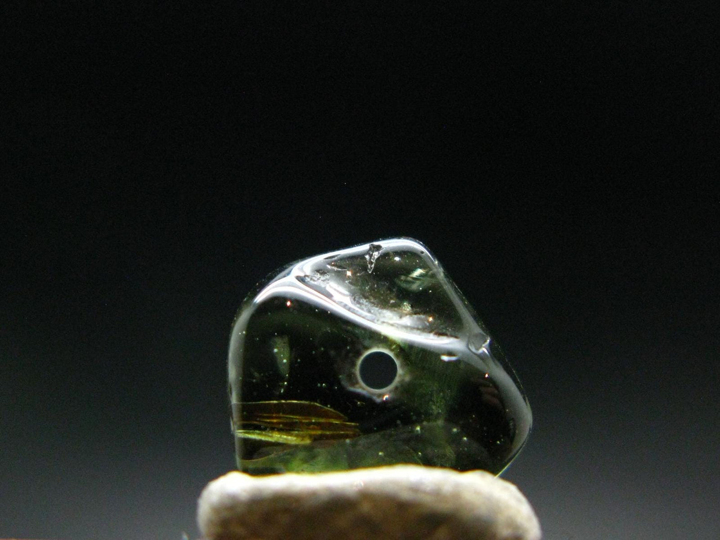 Moldavite Tektite Tumbled Bead from Czech Republic - 12 mm - 4.15 Carats