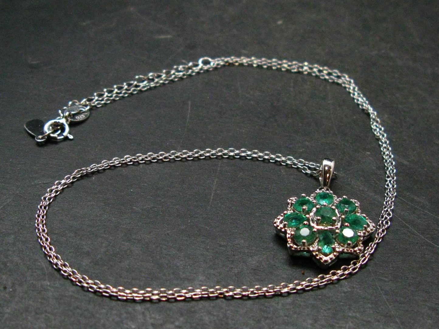 Emerald Silver Pendant W/Chain From Colombia - 3.86 Grams Total