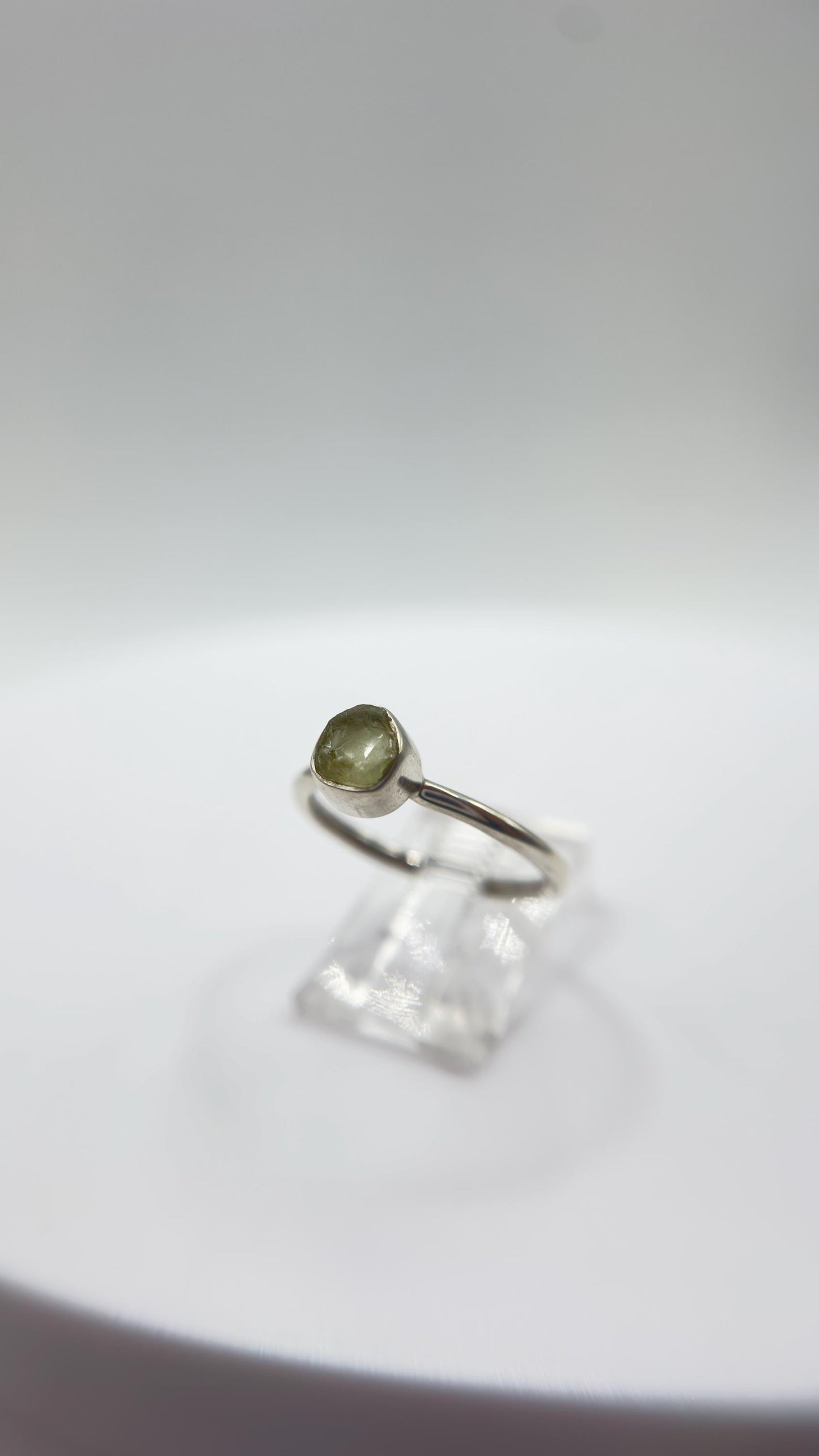 Chrysoberyl Raw Stone Ring Gemstone Silver Minimalist Jewelry Natural Crystal Gift - Sizes: 6, 7, 8