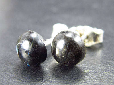 Very Rare Sterling Silver Nuumite Nuummite Stud Earrings From Greenland