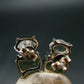 Moldavite & Herkimer Diamond Silver Stud Earrings - 0.4" - 2.52 Grams
