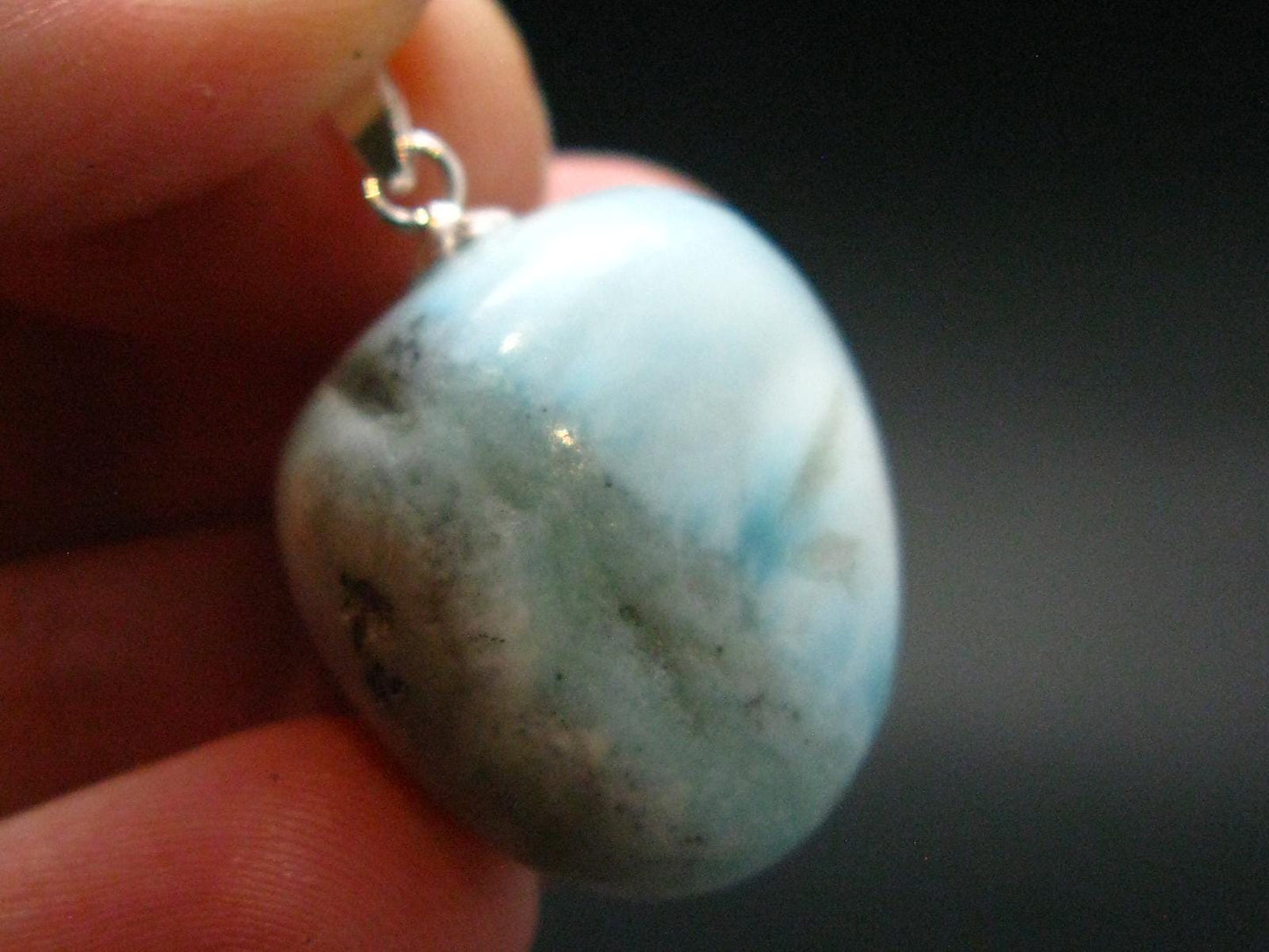 Rare Blue Larimar Pectolite Silver Pendant From Dominican Republic - 1.1" - 7.63 Grams