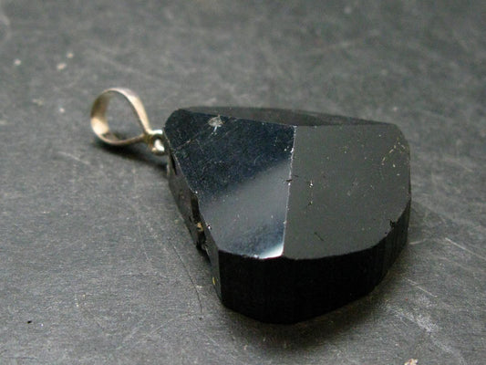 Black Tourmaline Schorl Silver Pendant From Brazil - 1.7" - 18.75 Grams