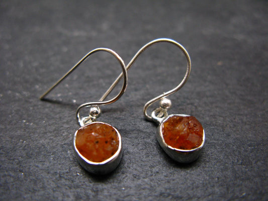 Spessartine Garnet Silver Earrings From Tanzania - 0.9" - 2.21 Grams