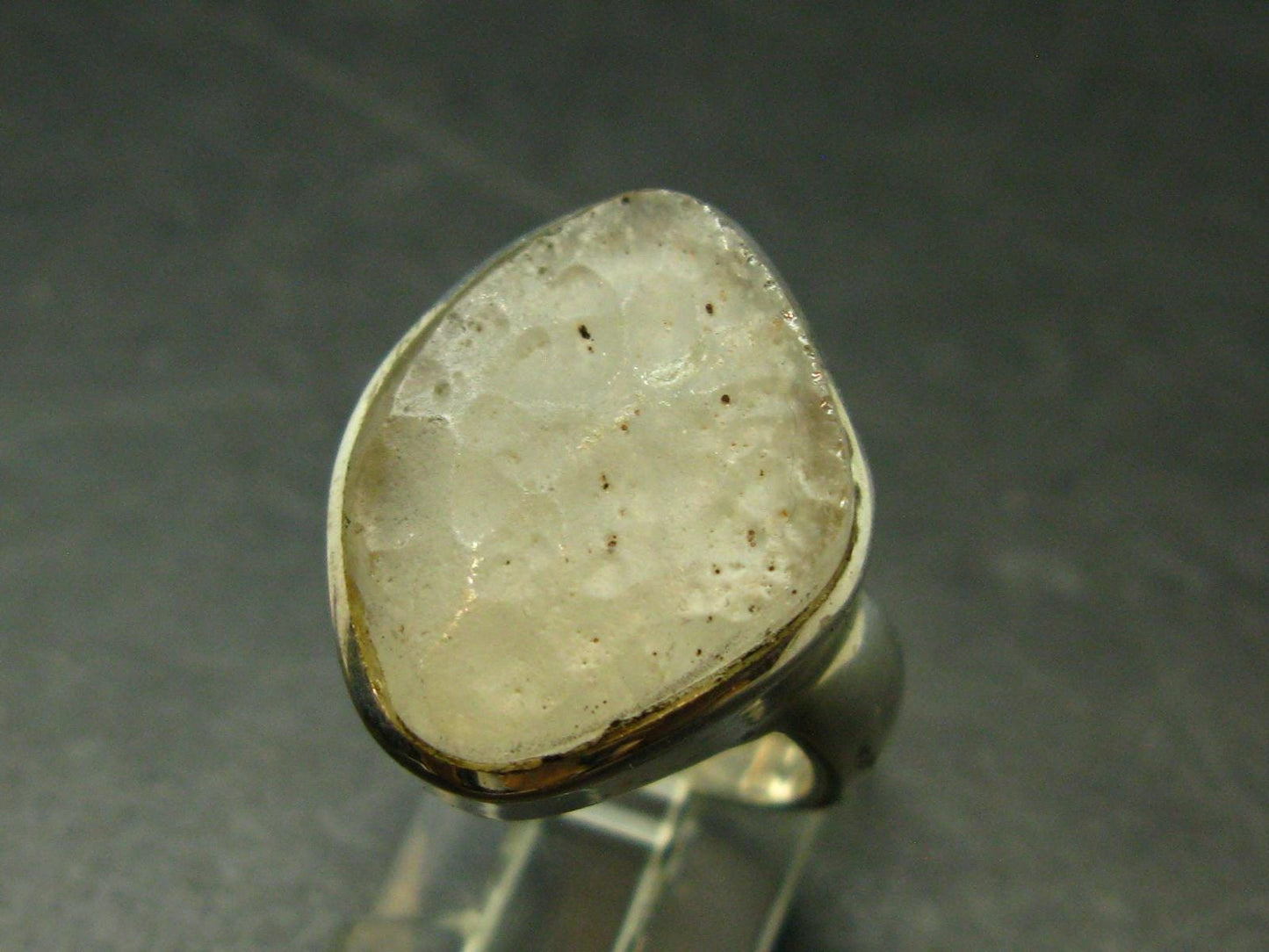 Natural Gem Raw Libyan Desert Glass Tektite Sterling Silver Ring from Libya - Size 7 - 10.97 Grams