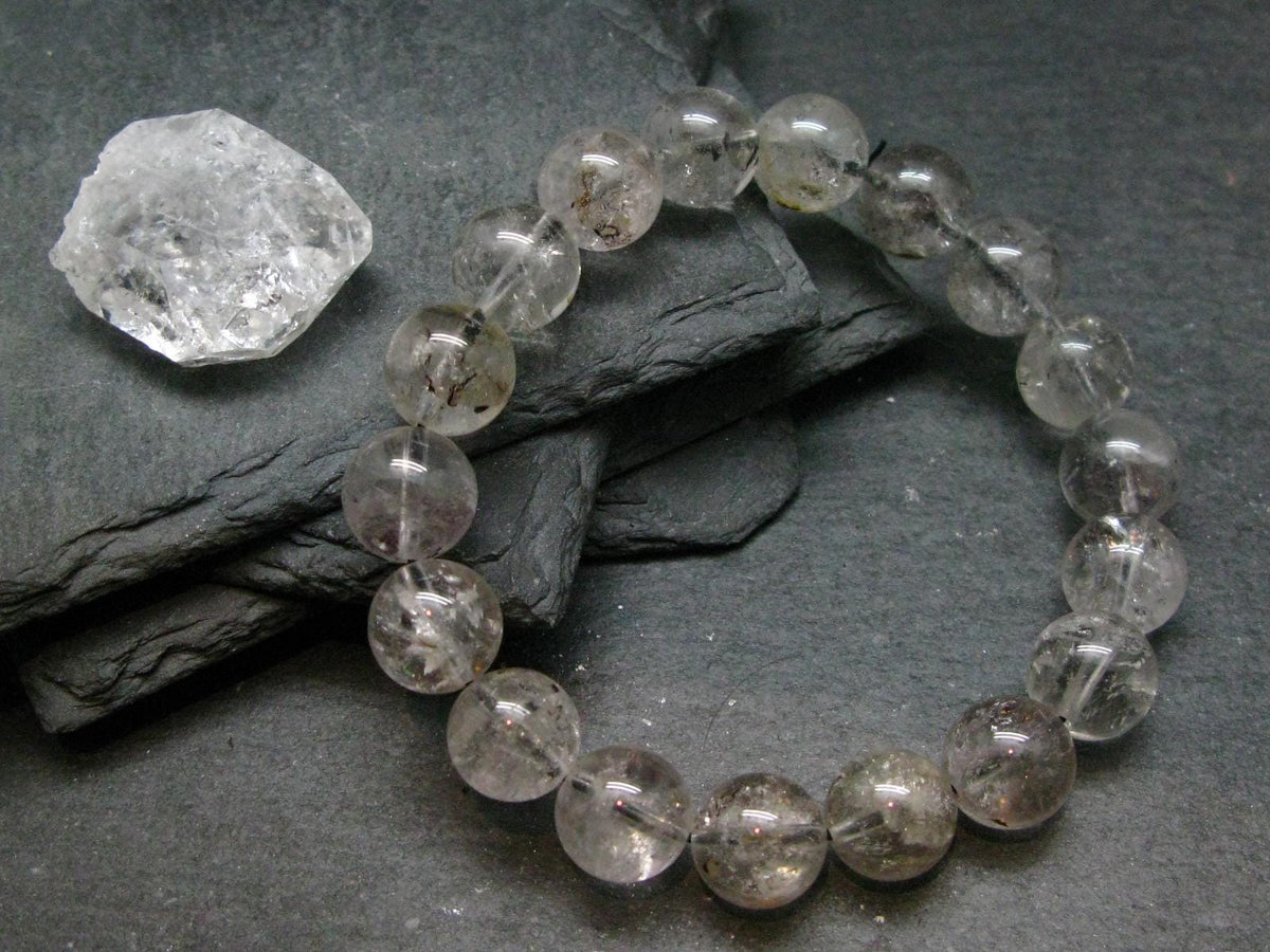 Herkimer Diamond Genuine Bracelet ~ 7 Inches ~ 11 mm Round Beads