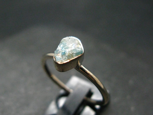 Euclase Crystal Silver Ring From Brazil - Size 8.25 - 2.07 Grams