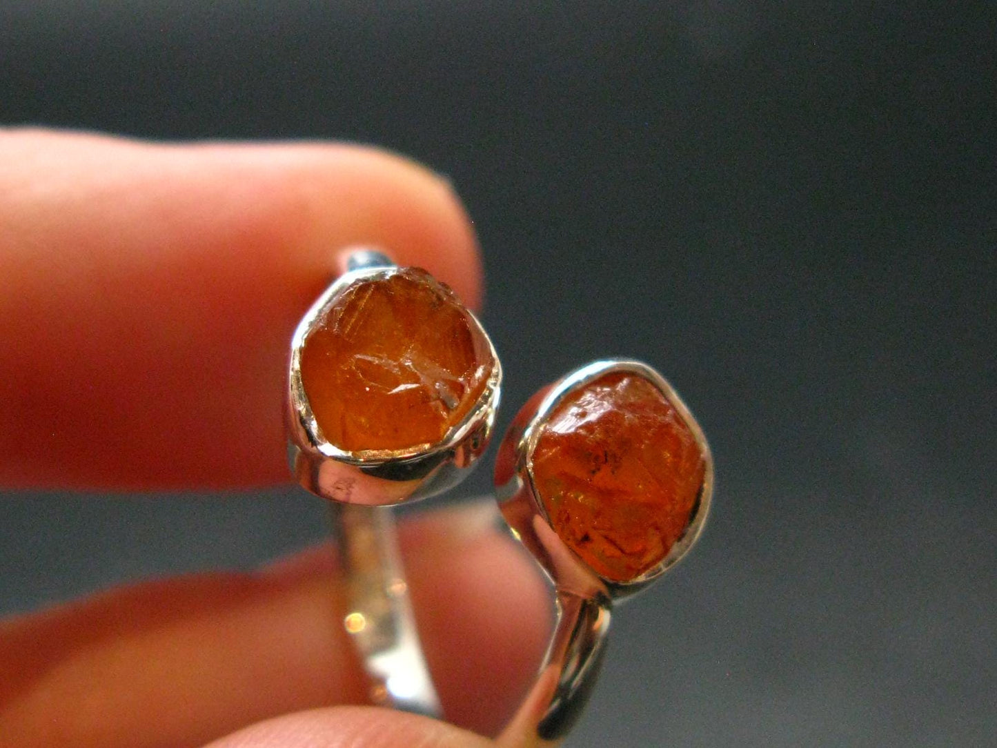 Spessartine Garnet Silver Ring From Tanzania - Size 8 - 2.45 Grams