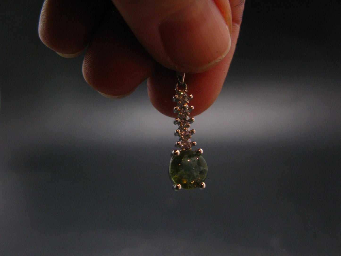 Moldavite Tektite Silver Pendant from Czech Republic - 1.0" - 1.49 Grams