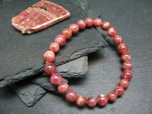 Rhodochrosite Genuine Bracelet ~ 7 Inches ~ 8mm Round Beads