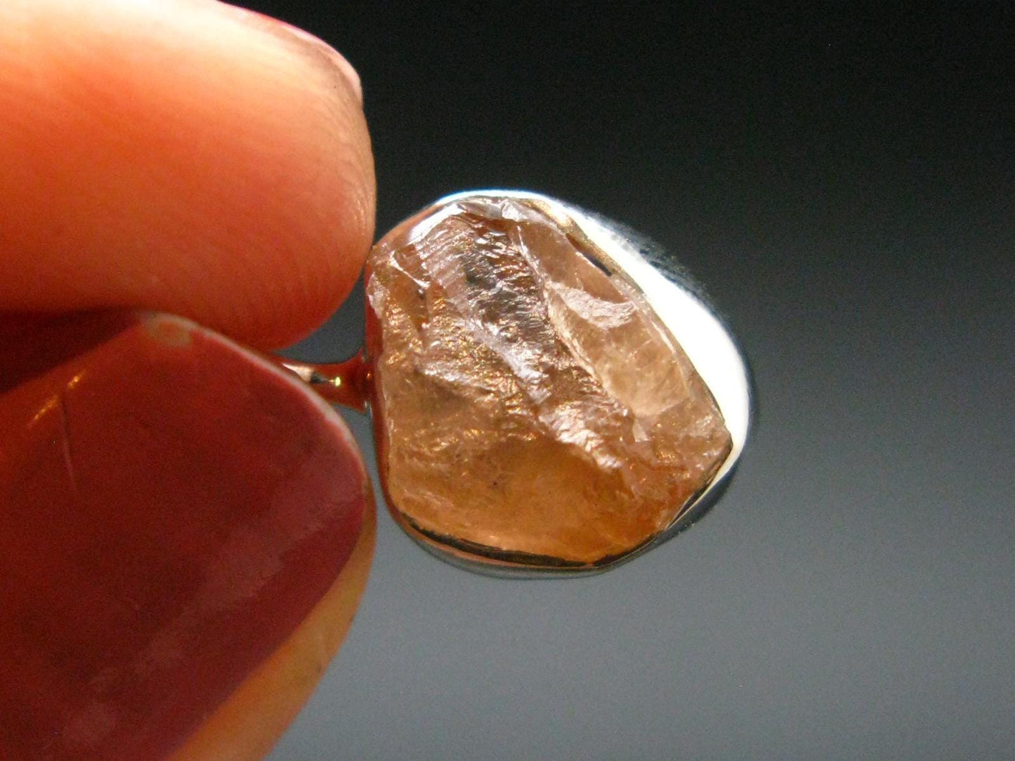 Gem Hessonite Garnet Crystal Silver Pendant from Canada - 0.6" - 1.45 Grams