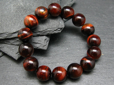 Bulls Eye (Red Tiger Eye) Genuine Bracelet ~ 7 Inches ~ 12mm Beads