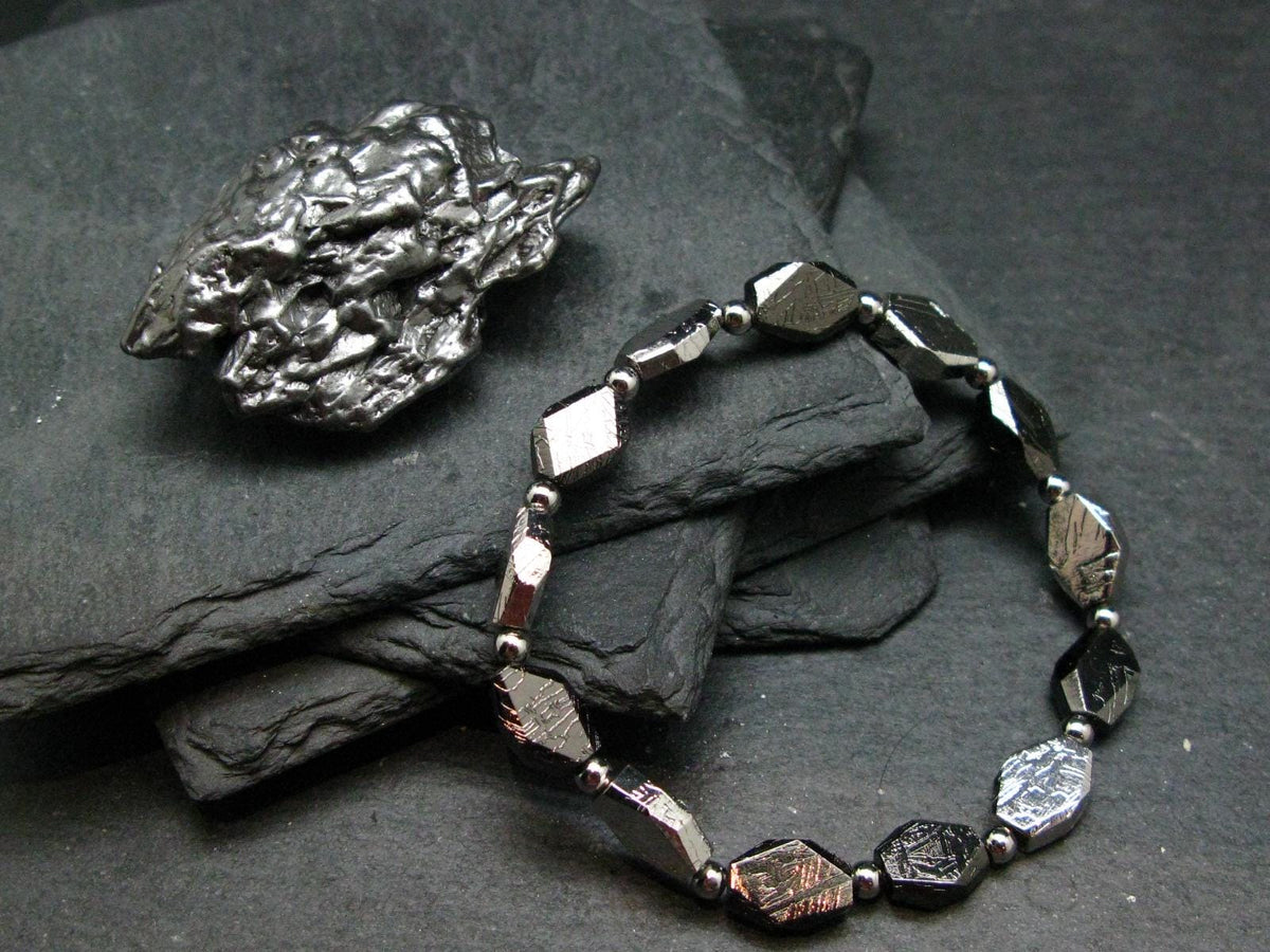 Meteorite Muonuonolusta Genuine Bracelet ~ 6.5 Inches ~ 12mm Facetted Beads