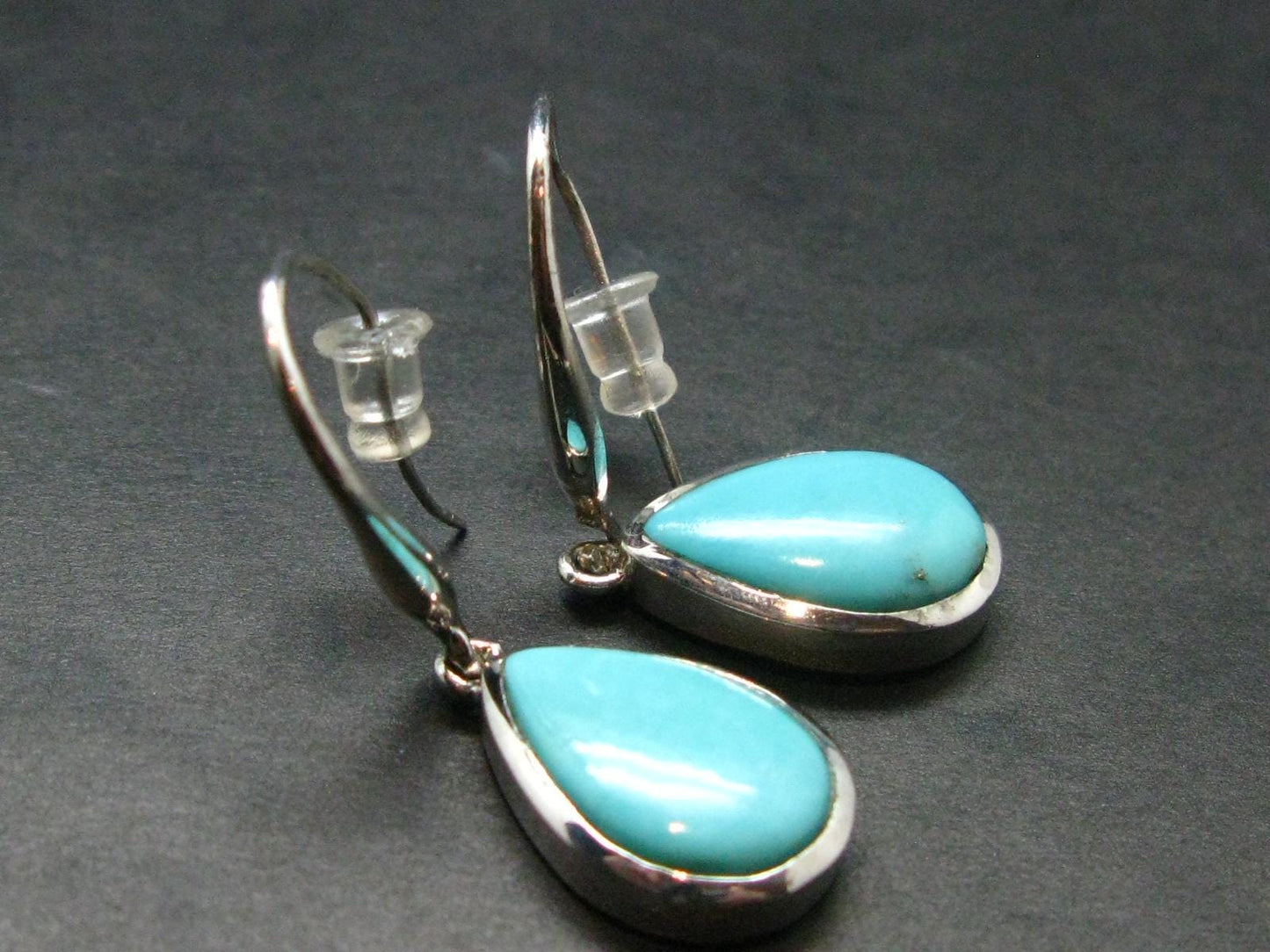 Nice Raw Natural Turquoise Sterling Silver Earrings from Mexico - 6.10 Grams