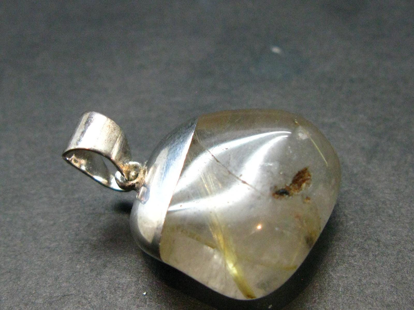 Rutilated Quartz Silver Pendant From Brazil - 1.0"
