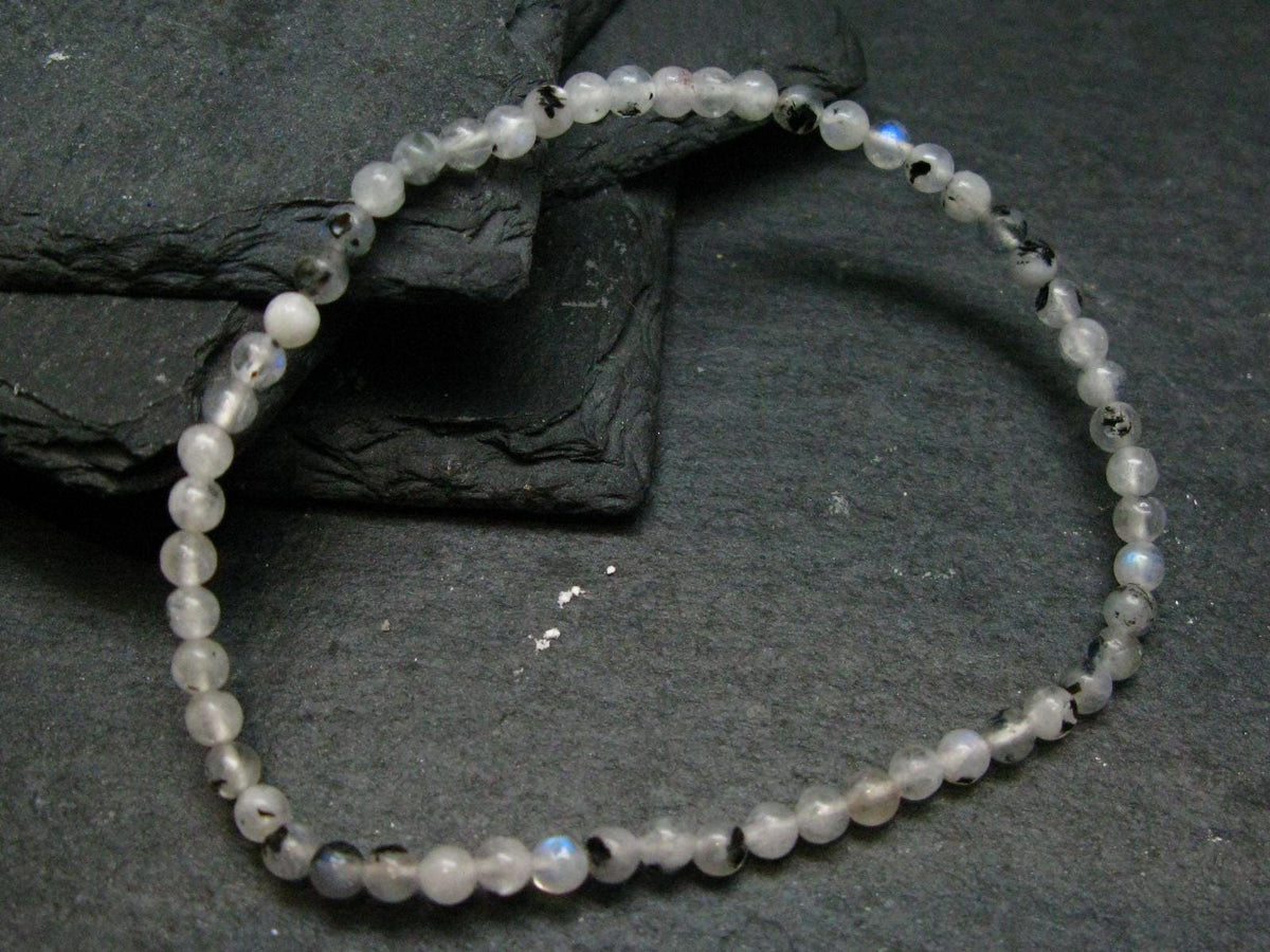 Moonstone Genuine Bracelet ~ 7 Inches ~ 4mm Round Beads