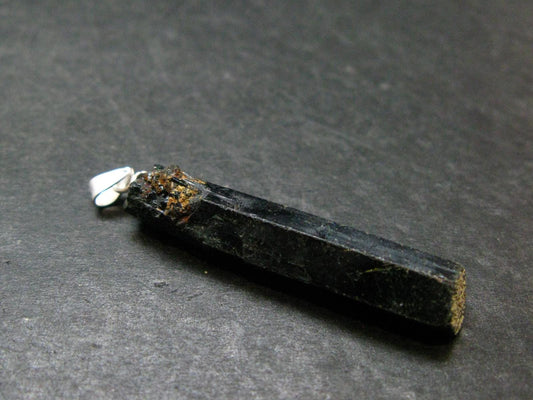 Aegirine Crystal Silver Pendant From Malawi - 1.8" - 4.49 Grams