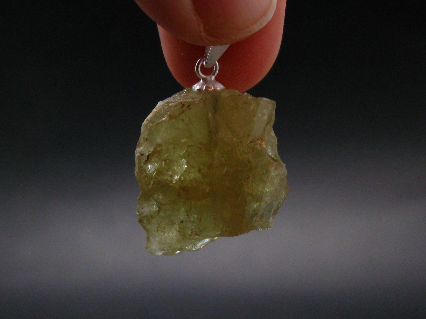 Rare Titanite Sphene Crystal Silver Pendant From Tanzania - 1.1" - 5.31 Grams