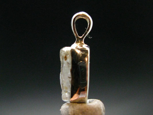 Gray Herderite Silver Pendant from Africa - 0.7" - 1.16 Grams