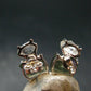 Moldavite & Herkimer Diamond Silver Stud Earrings - 0.6" - 2.53 Grams