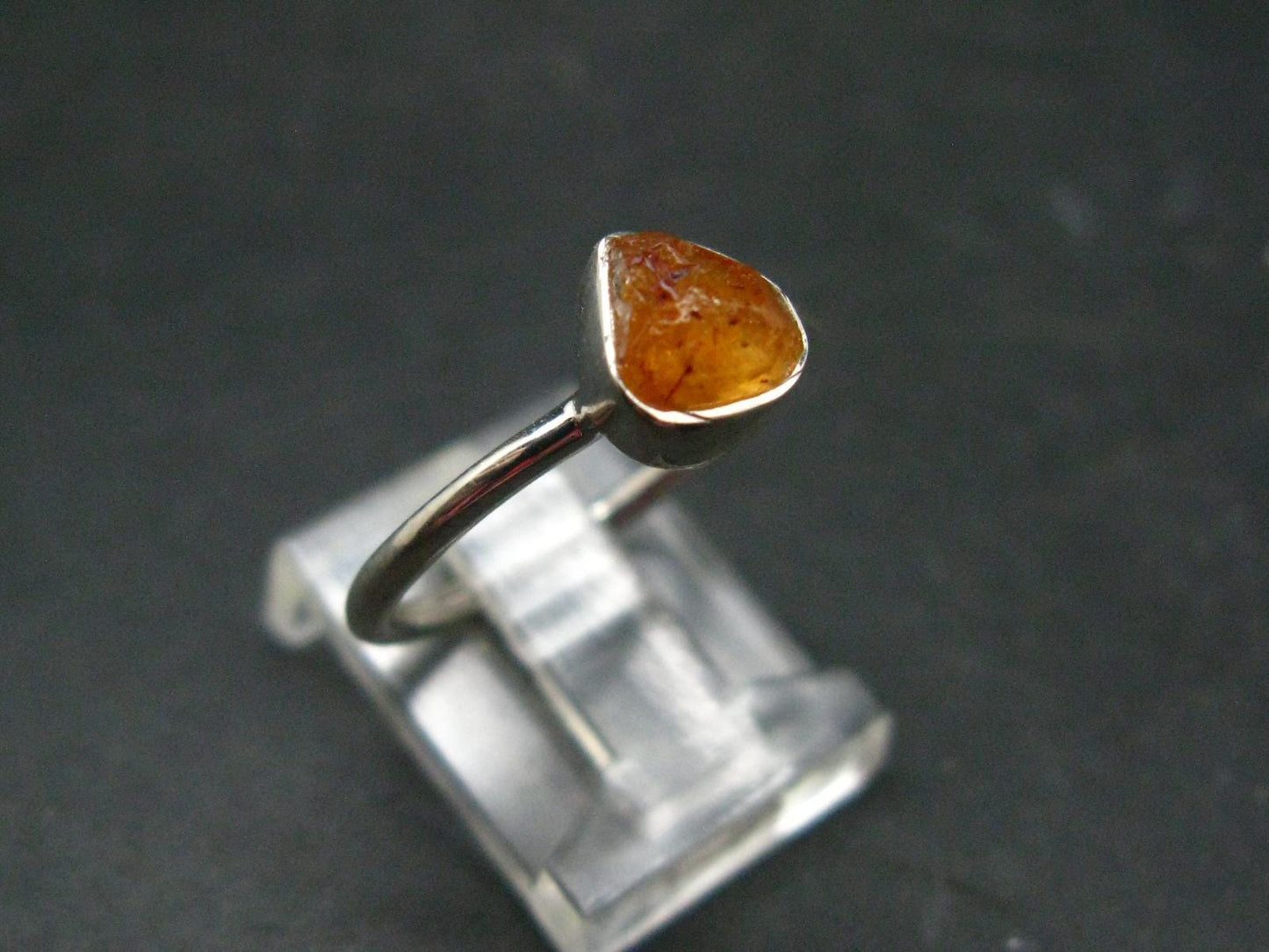 Spessartine Garnet Silver Ring From Tanzania - Size 7 - 2.02 Grams