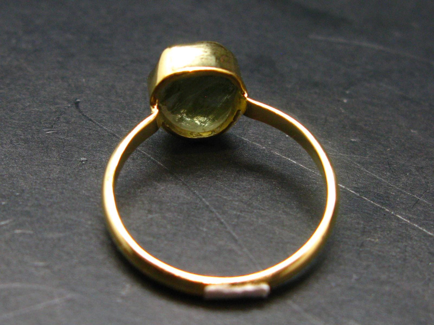 Moldavite Gold Plated Silver Ring - Size 7 - 1.19 Grams